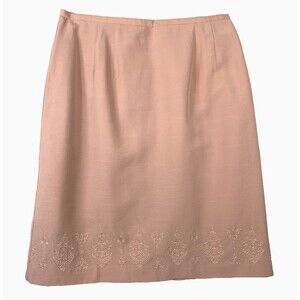Norton Mc Naughton Skirt Women's Petite Size 12P Pink Embroidered Lined Zip VTG